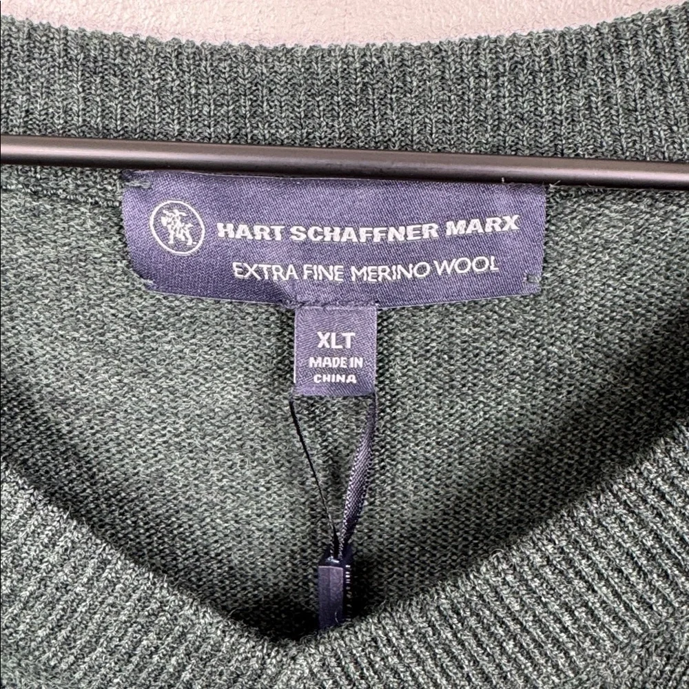 Hart Schaffner Marx XLT Tall Man Green Extra Fine Merino Wool V-Neck Vest NWT